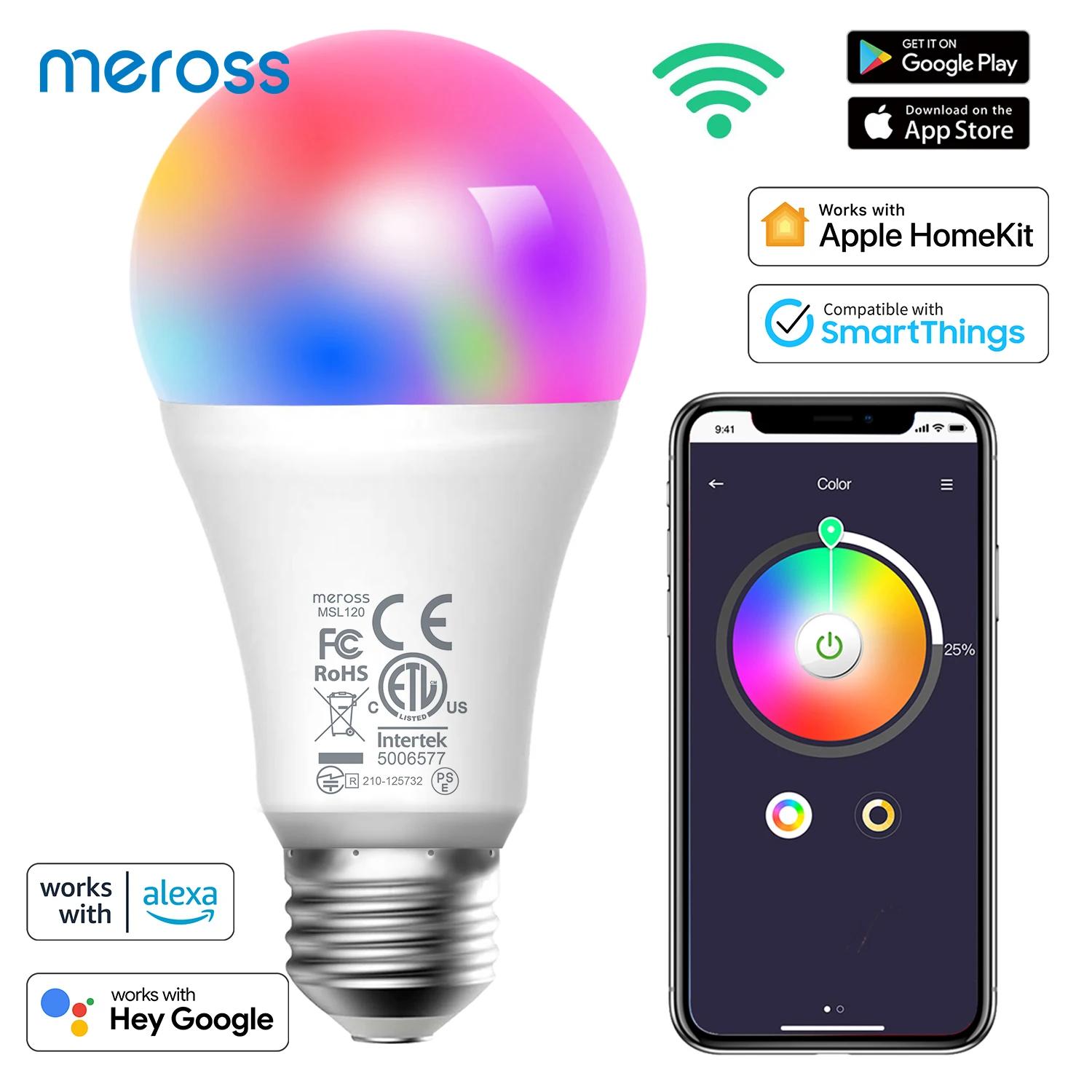 Meross HomeKit Ʈ LEDLight  9W WiFi RGBWW  E27/E26/B22 ̽ ȭƮ    , Alexa Google Home SmartThings